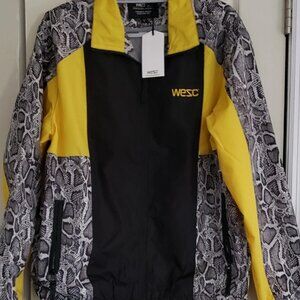 NWT Wesc Track Colorblocked Snake Yellow & Black Windbreaker Jacket